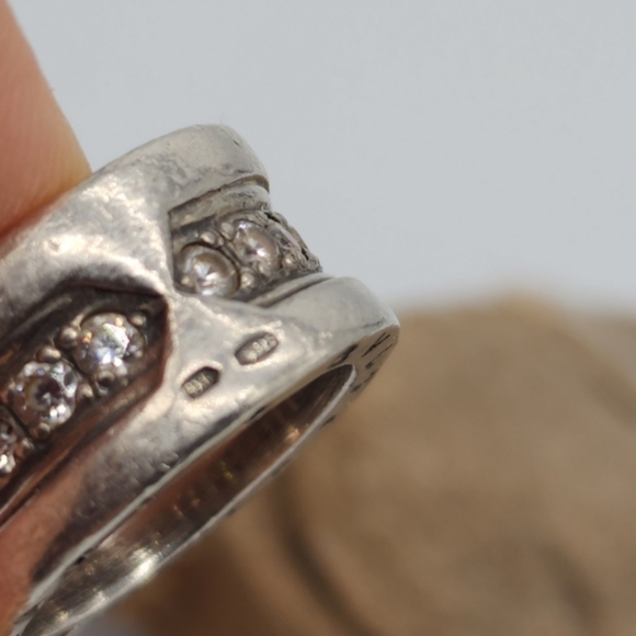 BULGARY Solid Sterling Silver 925 Ring Authentic Designer Logo Monogram - Picture 8 of 13